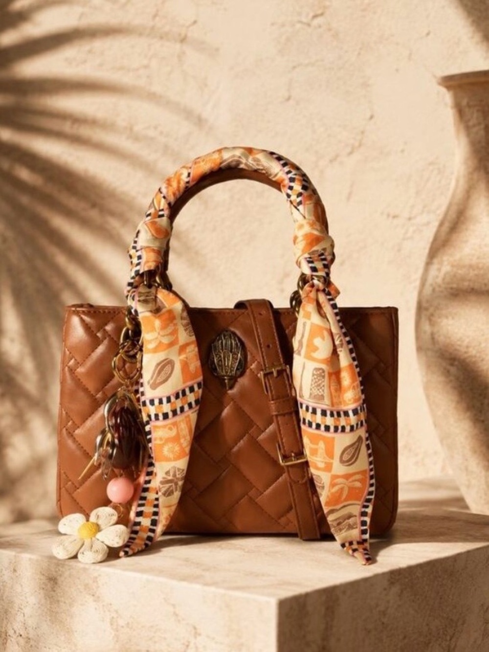 Kurt Geiger London Square Kensington Leather Quilted Crossbody Bag Charm